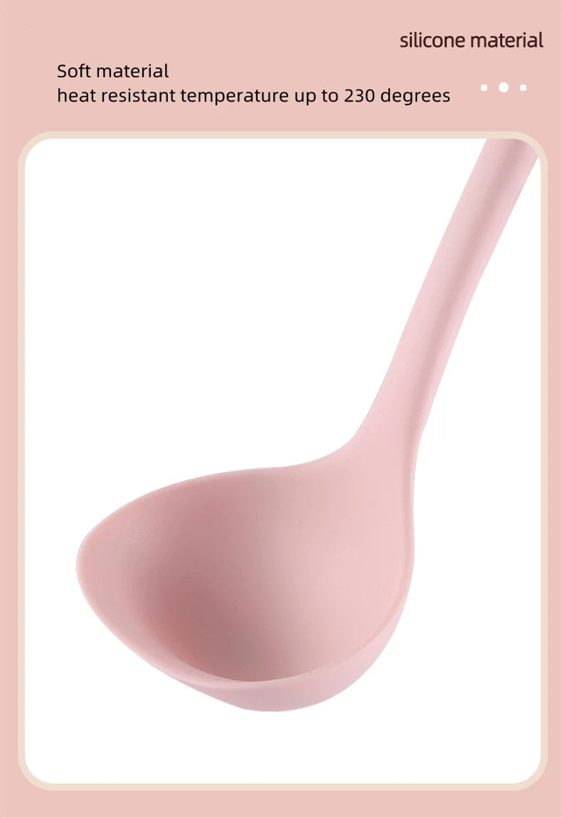 1pc Long Handle Silicone Soup Spoon Ramen Noodles