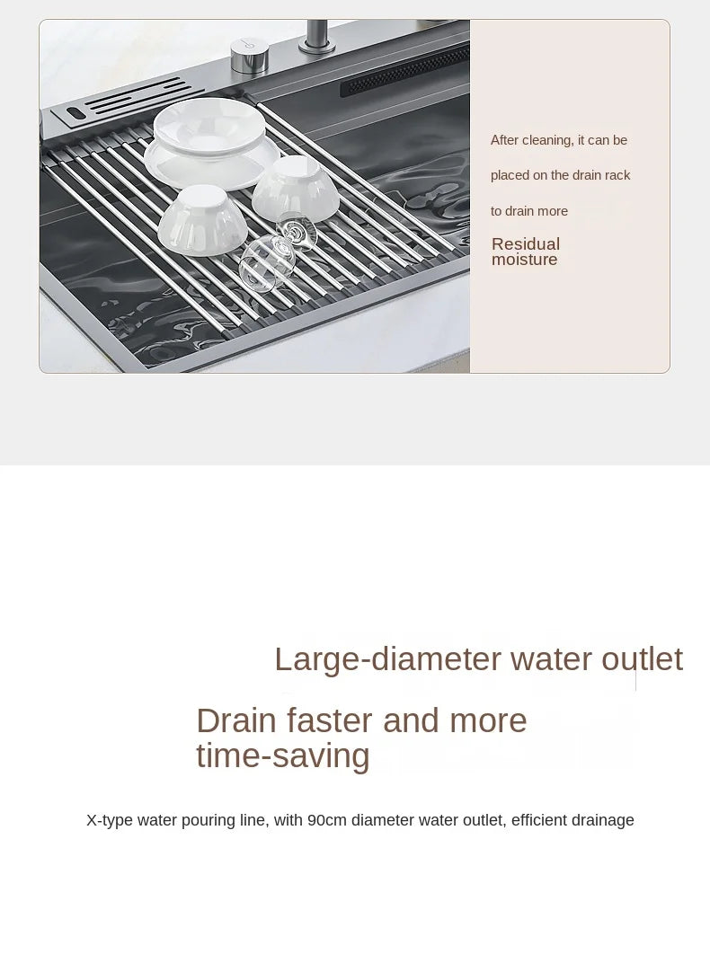 Waterfall Sink Nanometer 304 Stainless Steel Large Slot