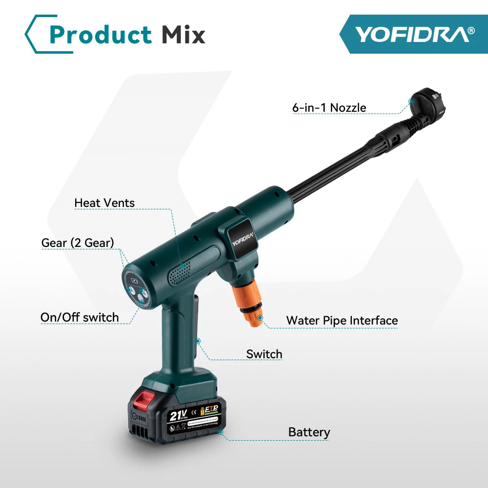Yofidra 200bar Brushless Electric High Pressure Washer Water