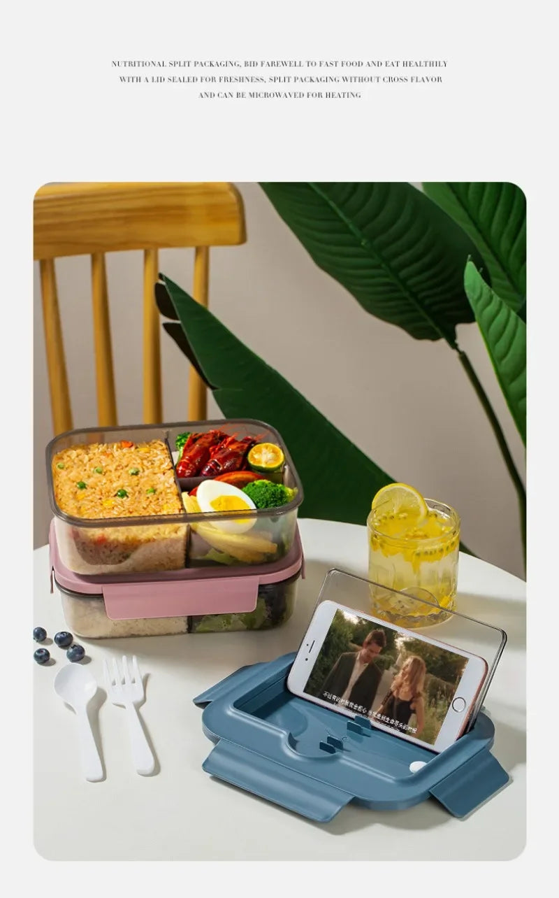 Lunch Box Tableware Office Workers Square Divided Microwave