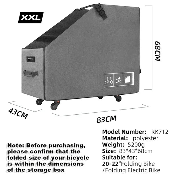 Rhinowalk Folding Bike Storage Box Quick Release Wheel