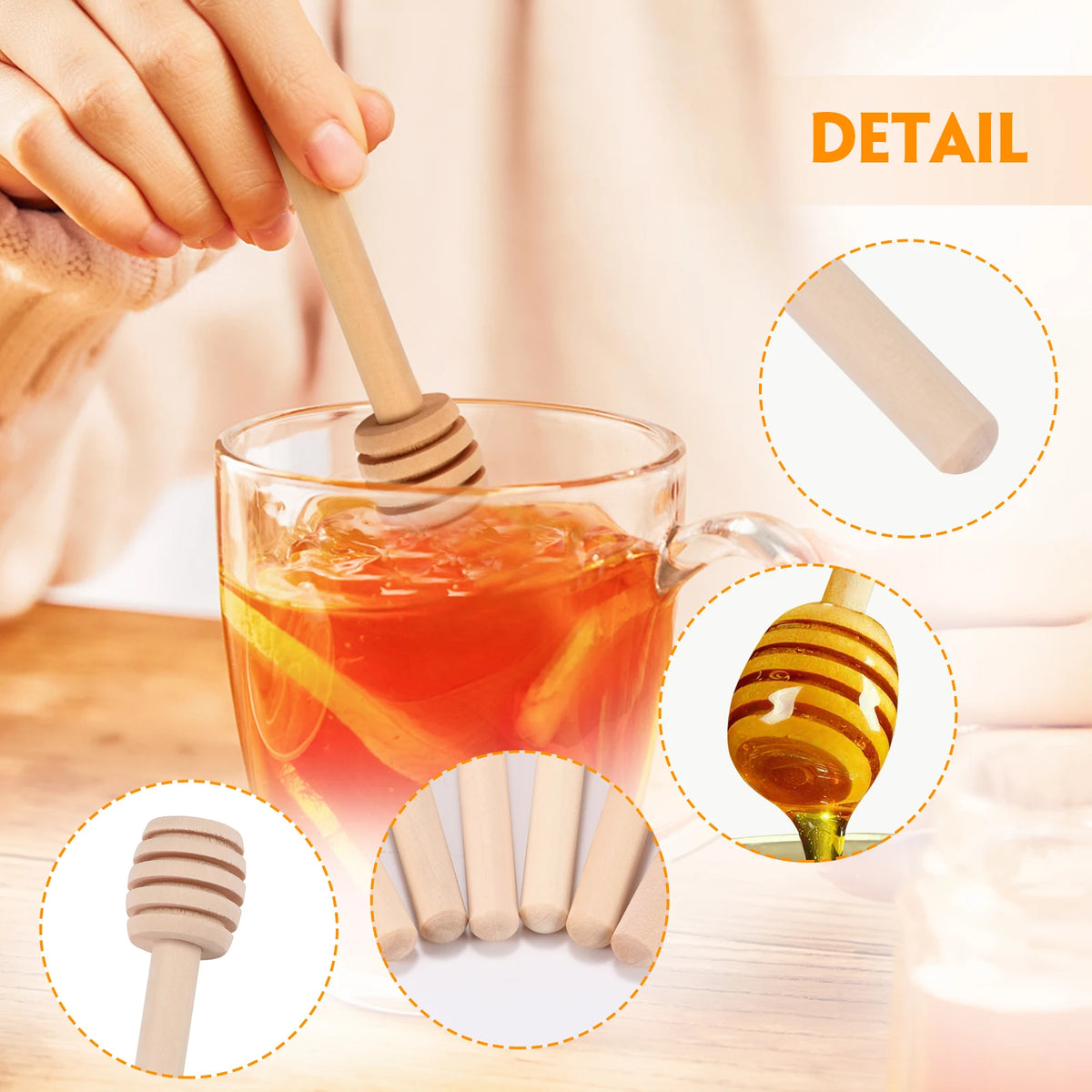 Honey Stir Bar Mixing Handle Jar Spoon Wooden
