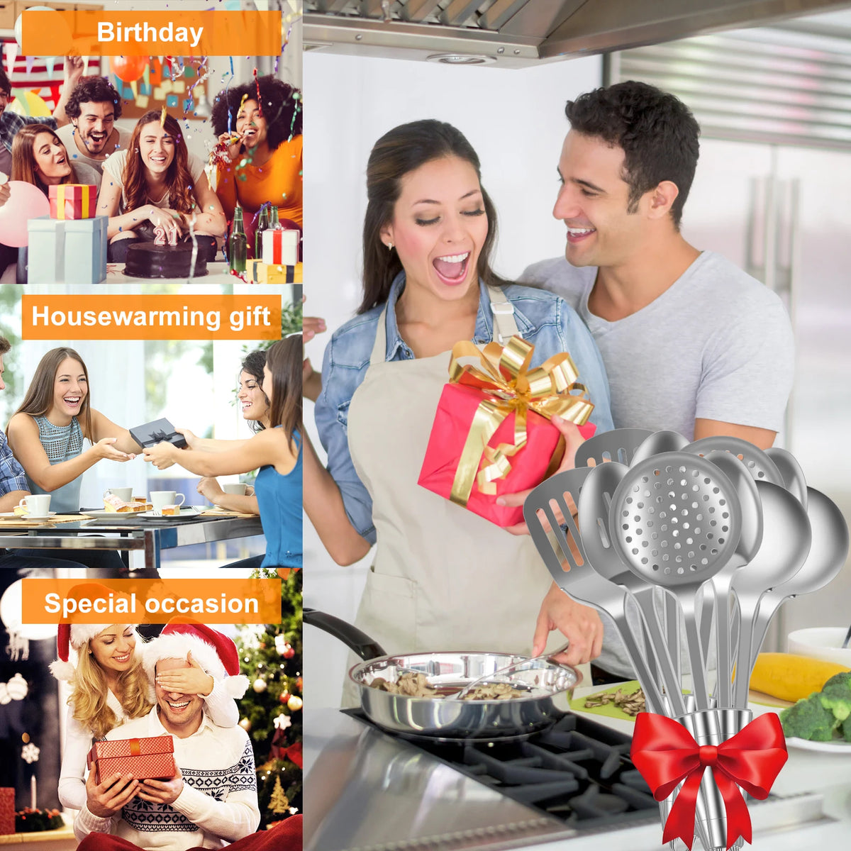 5/10pcs Cookware Cooking Utensils Stainless Steel Shovel Soup