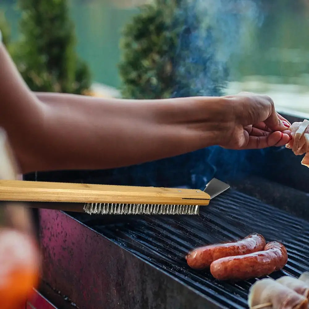 Long Handle Pizza Oven Brush Scraper Grill Cleaning