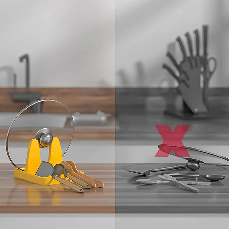 Foldable Pot Lid Rack Plastic Spoon Holder Fork