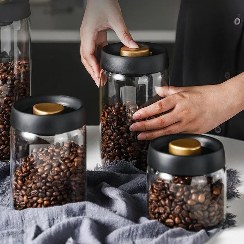 Vacuum Sealed Tank Coffee Beans Storage Glass Bottle