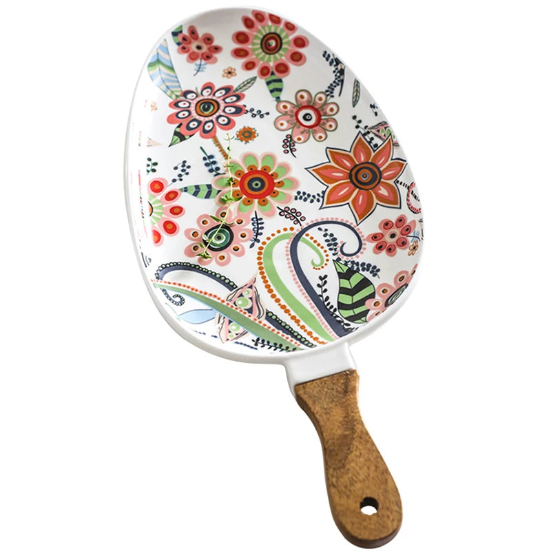 Ceramic Salad Plates Handle Porcelain Dinner Plates Colorful
