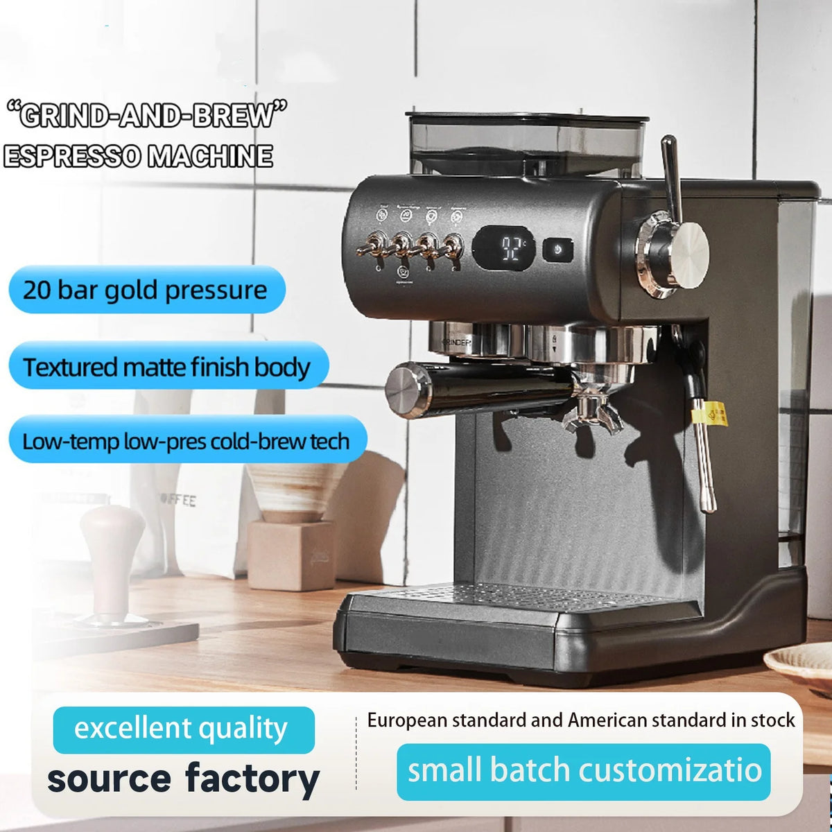 Semi-Automatic Espresso Machine Built-In Grinder & Cold Dual