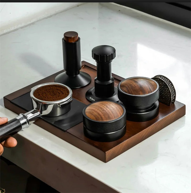 51-58mm Universal Coffee Tamper Station Stand Wooden Coffee