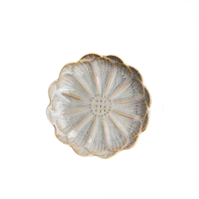 Japanese Ceramic Plate Retro Kiln Glaze Barbecue Mini