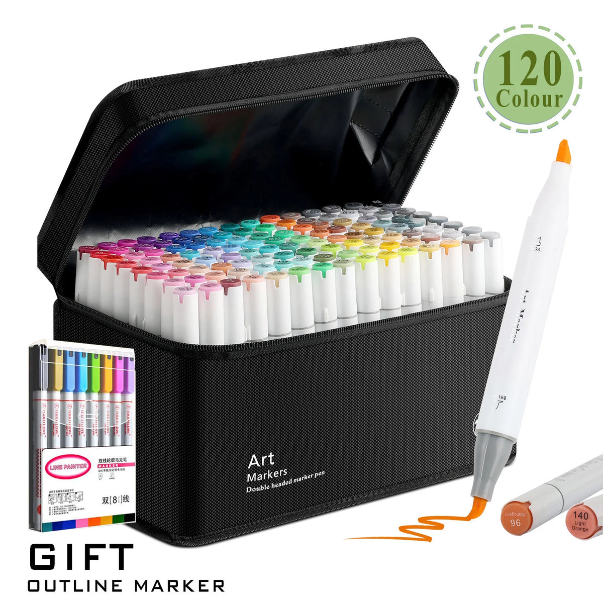 48/60/80/120 Colors Dual Tip Brush&Chisel Permanent Art Marker