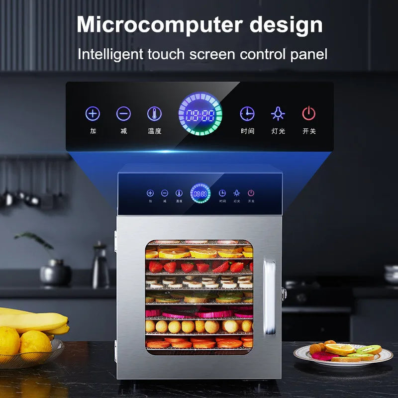 8-Tier Stainless Steel Food Dehydrator Commercial Power Digital
