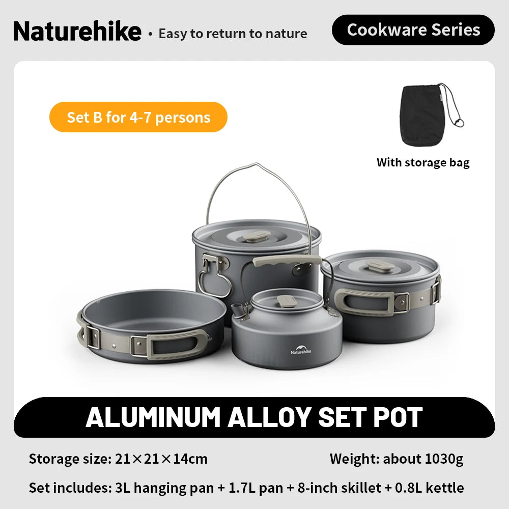 Naturehike Camping Cookware Kit Outdoor Frying Pan Kettle