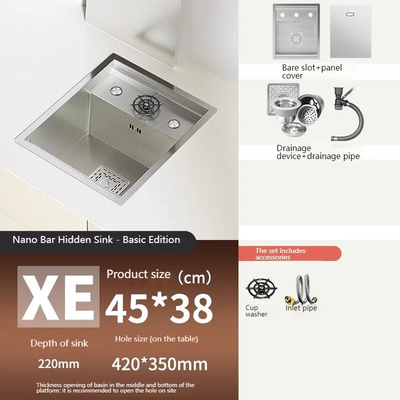 Stainless Steel Mini Hidden Sink Balcony Bar Apartment