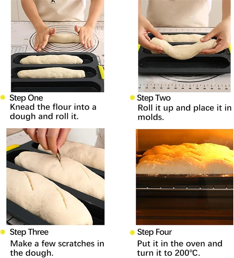 Silicone Loaf Pan Non-Stick Holes Baguette Pan Bread