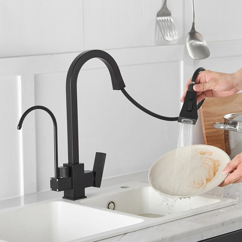 Square Touch On Filter Faucets Pull Down Cold