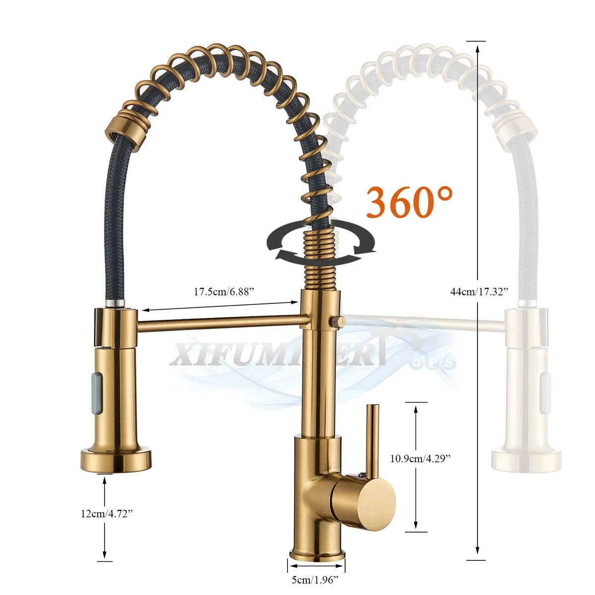 Brushed Gold Sink Faucet One Handle Spring Cold