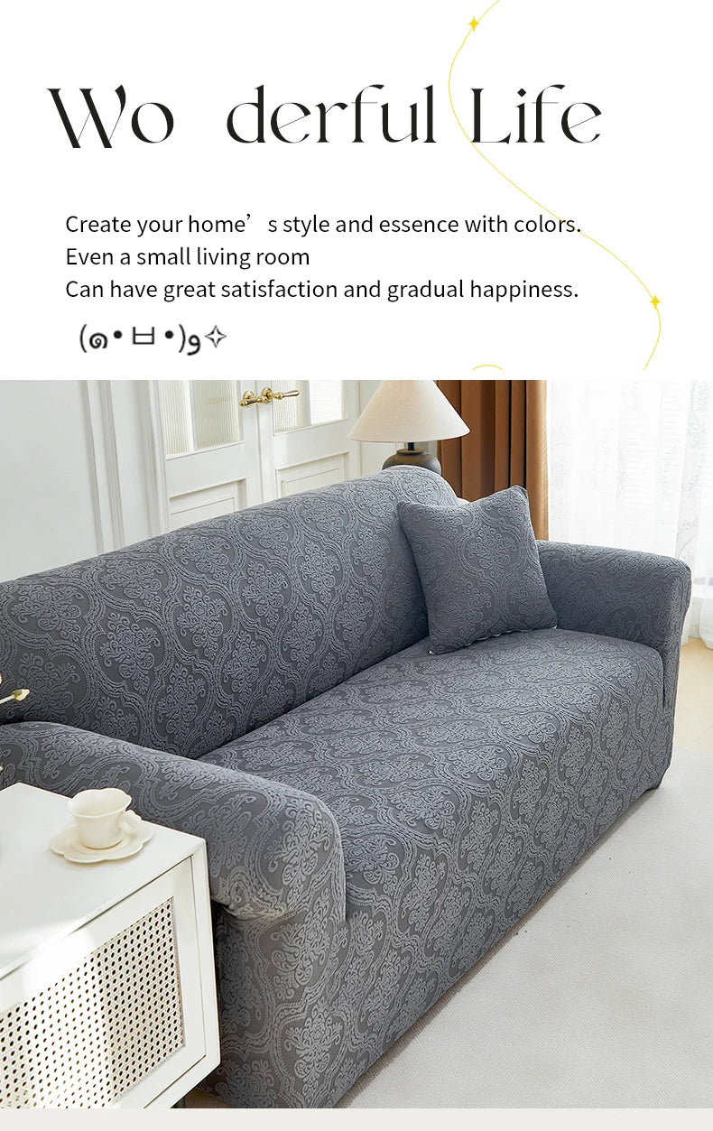 Polar Fleece Jacquard Sofa Cover Royal Floral Pattern