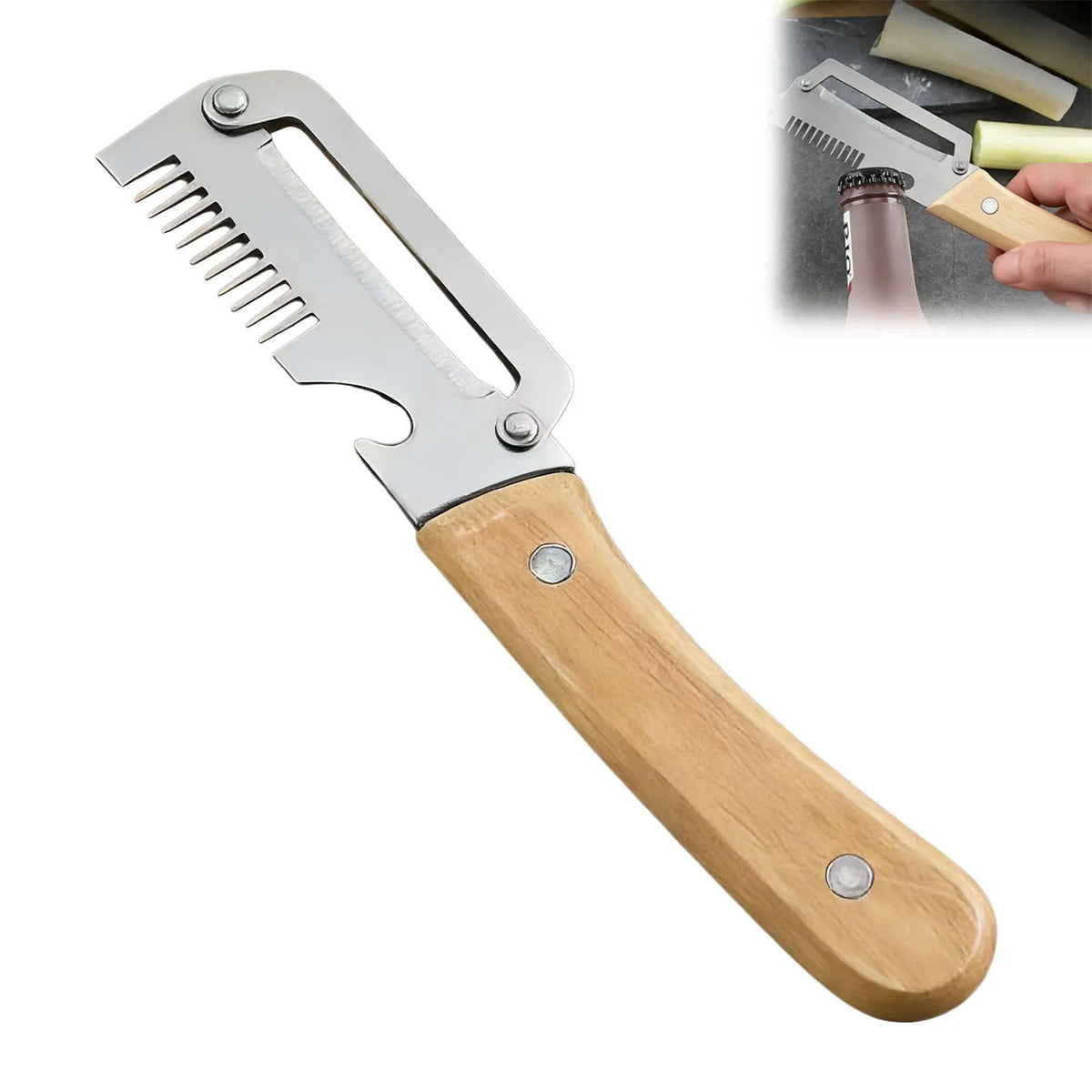 Must Haves Premium Vegetable Peeler Wooden Handle Functional