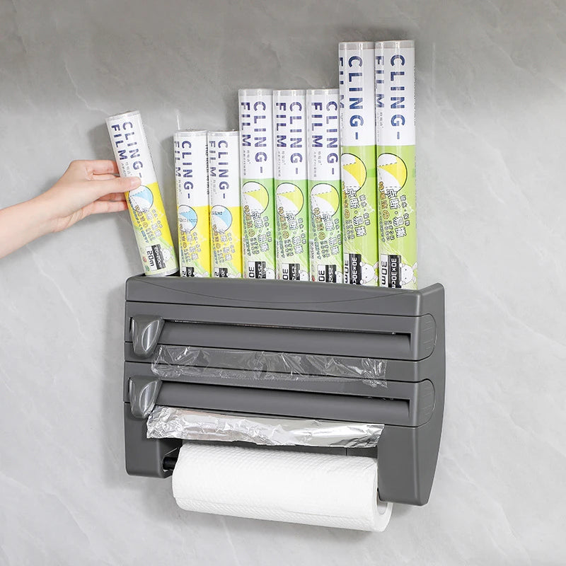 Cling Film Roll Cutting Holder Food Wrap Dispenser
