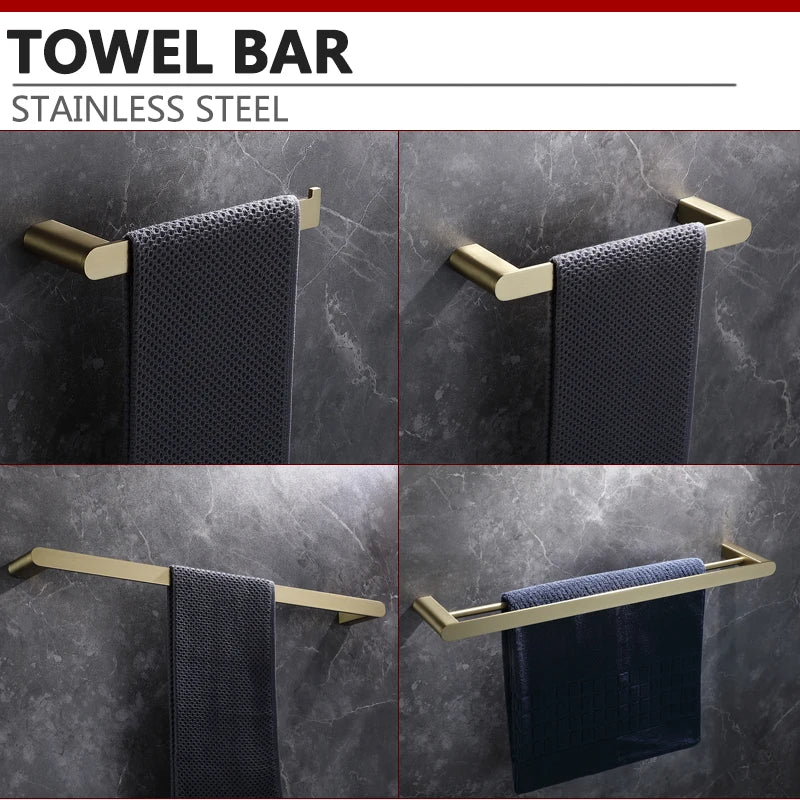 Brushed Gold Towel Ring Holder Bar Rack Brush/Paper