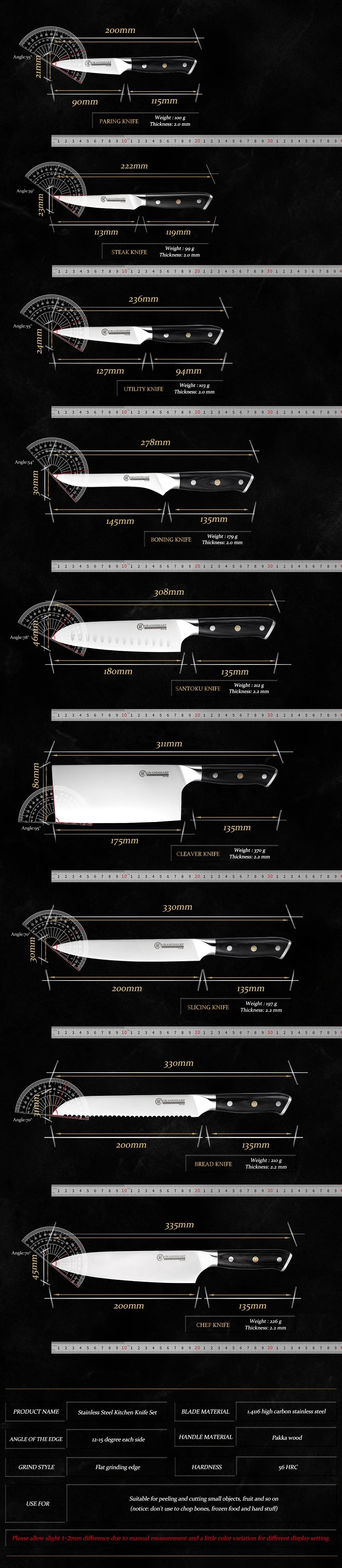 Grandsharp Knives Germany 4116 High Carbon Stainless Steel