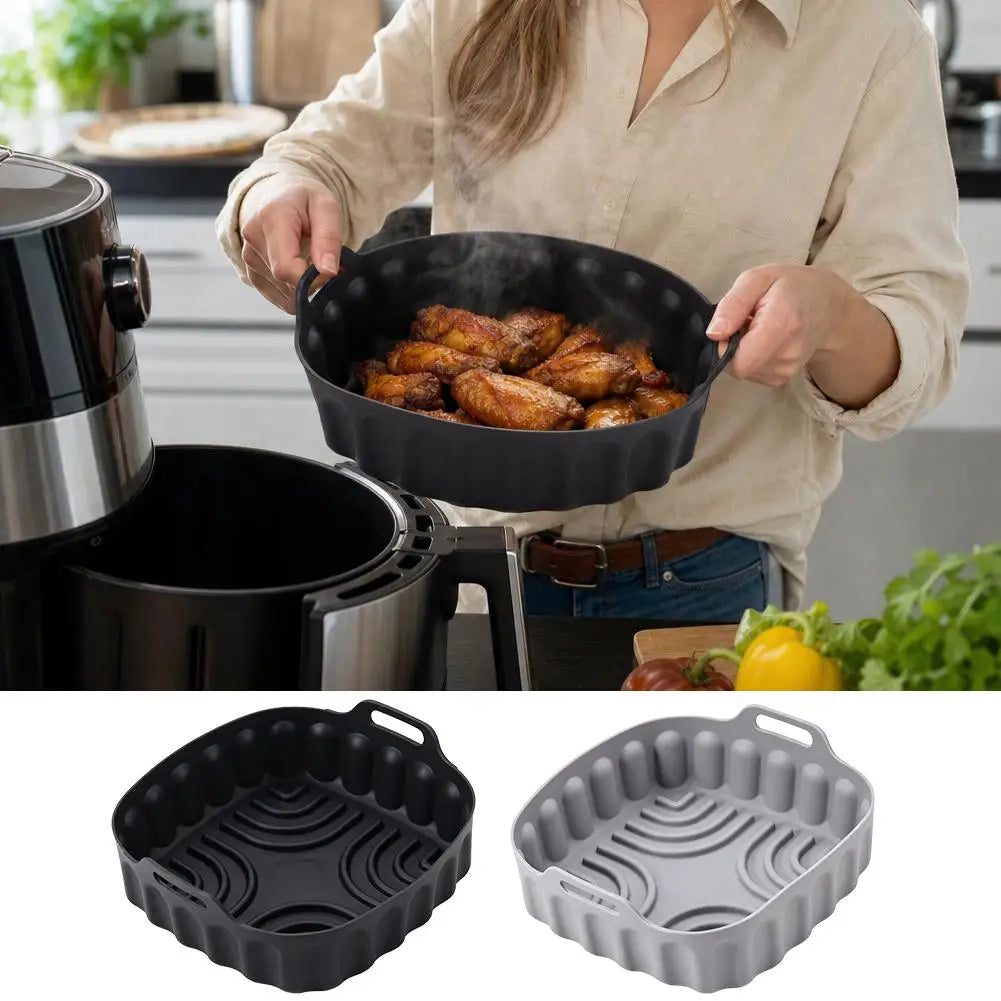 25cm Square Air Fryer Silicone Liner Cream Reusable