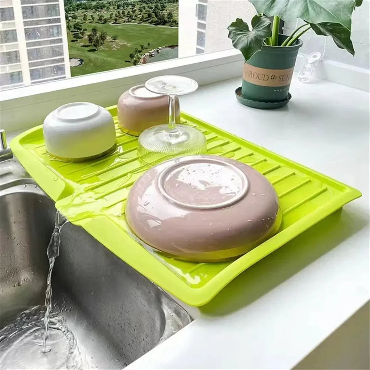 -Drain Rack Dish Drainer Tray Large Sink Drying