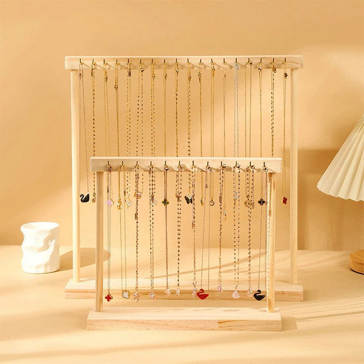 Jewelry Organizer Display Stand Wood Necklace Hanging Countertop