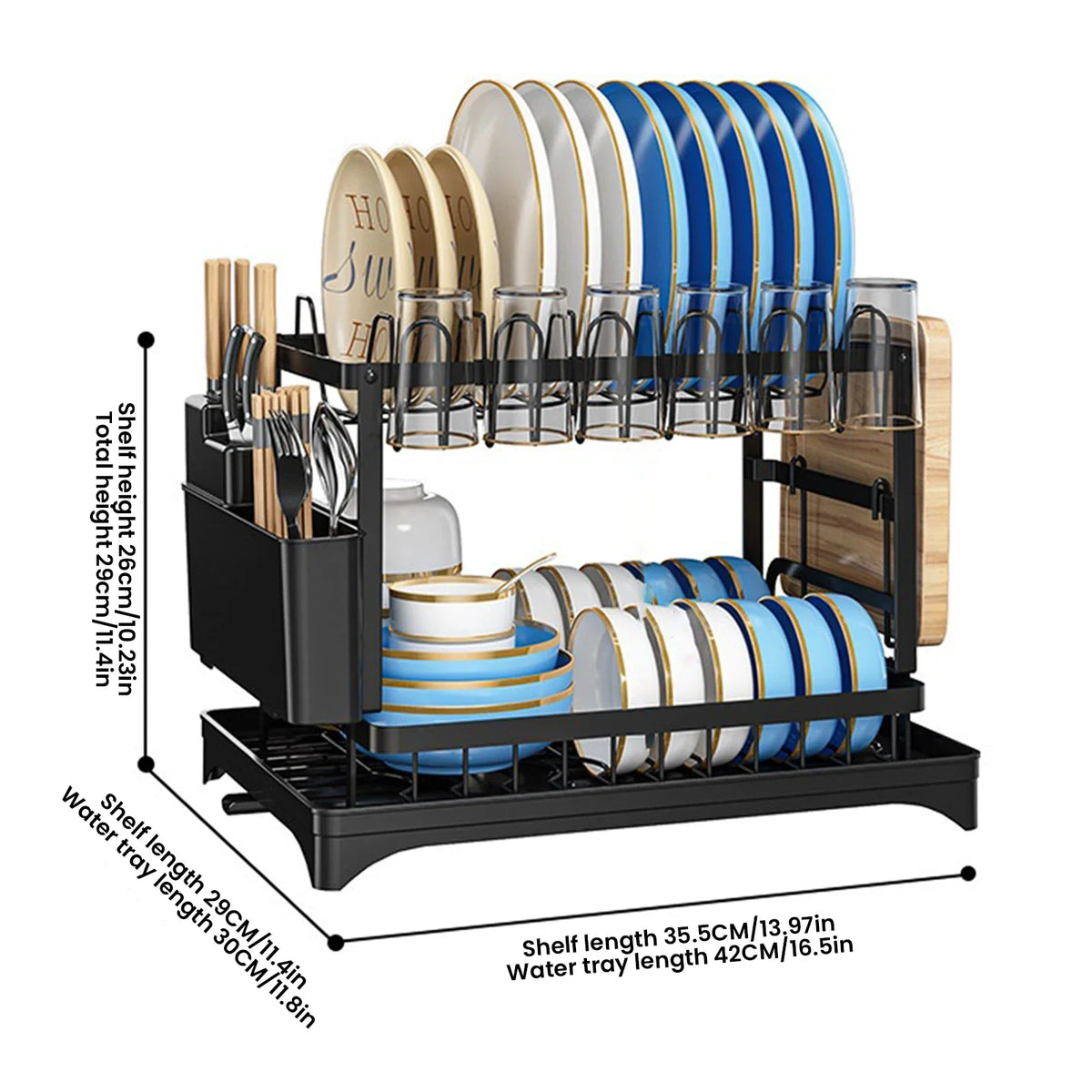 Tier Stainless Steel Dish Drying Rack Drainboard Tableware