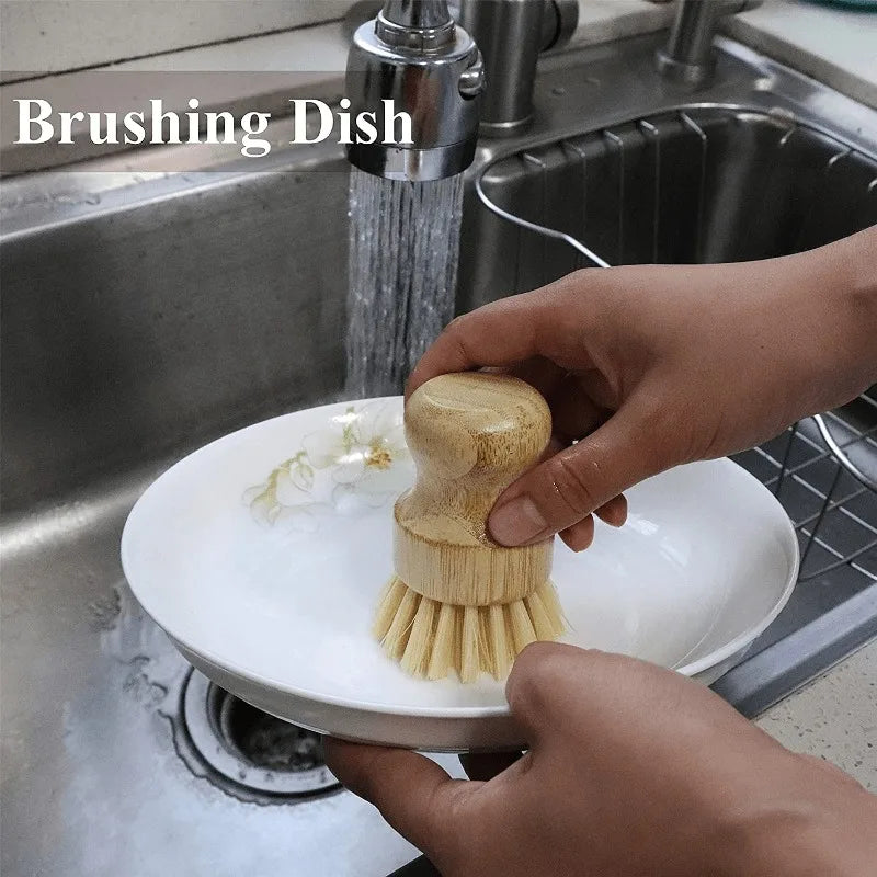Bamboo Dish Scrub Brush Soap Dish Wooden Dish