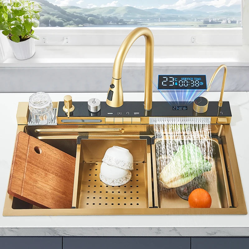Stainless Steel Sink Faucet 75 45cm Large Bowl