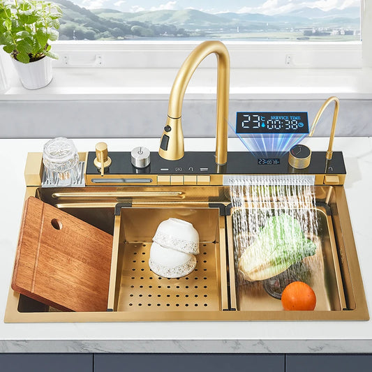 Stainless Steel Sink Faucet 75 45cm Large Bowl