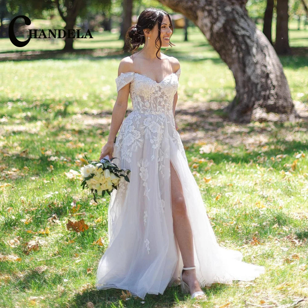 Chandela Stylish A-Line Wedding Dress Women Off Shoulder
