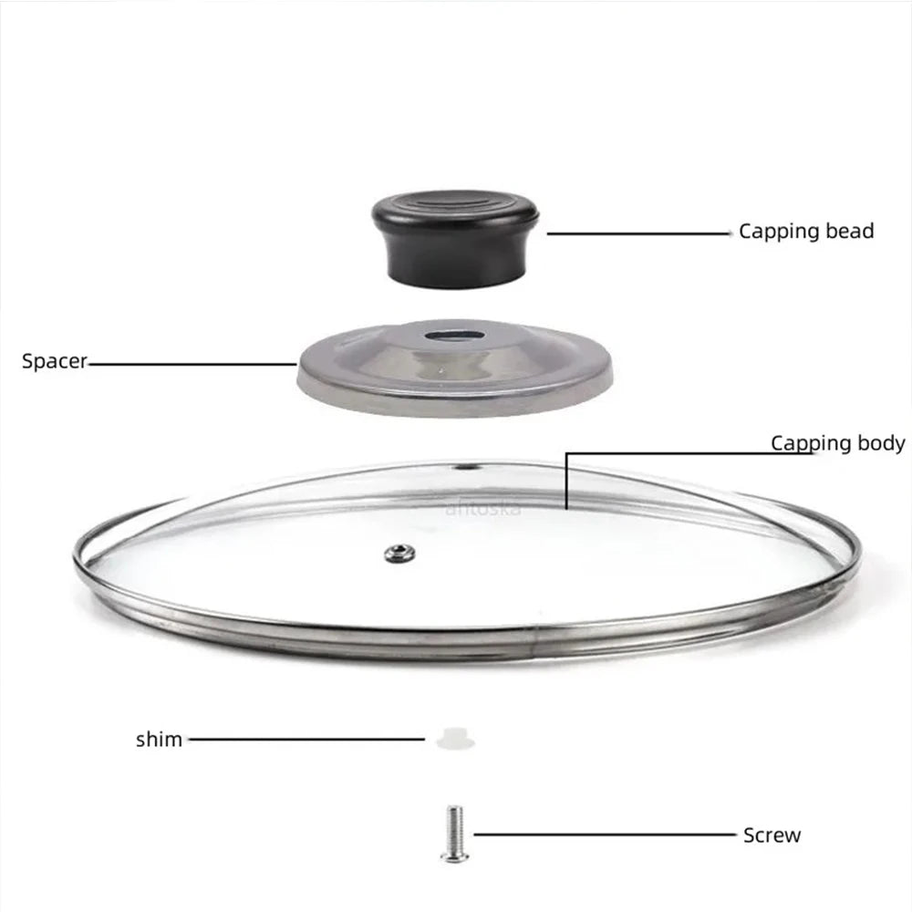 16-32cm Tempered Glass Pot Cover Anti-Scalding Circular Frying