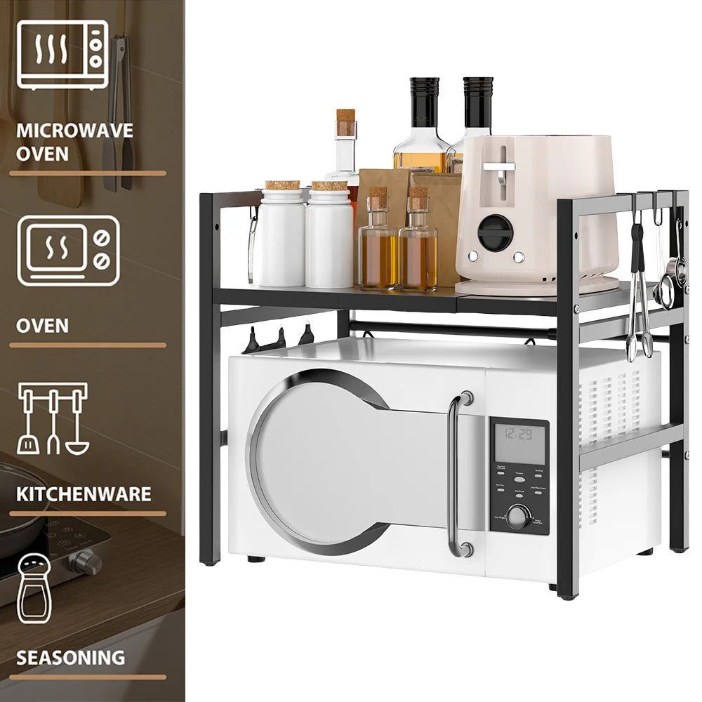 Expandable Microwave Rack Tier Microwave Rack Hooks Microwave