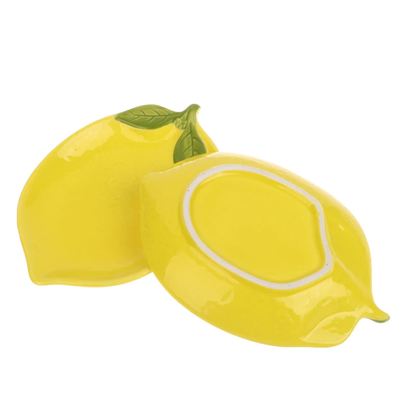 Creative Cartoon Lemon Shaped Ceramic Dish Salad Dish