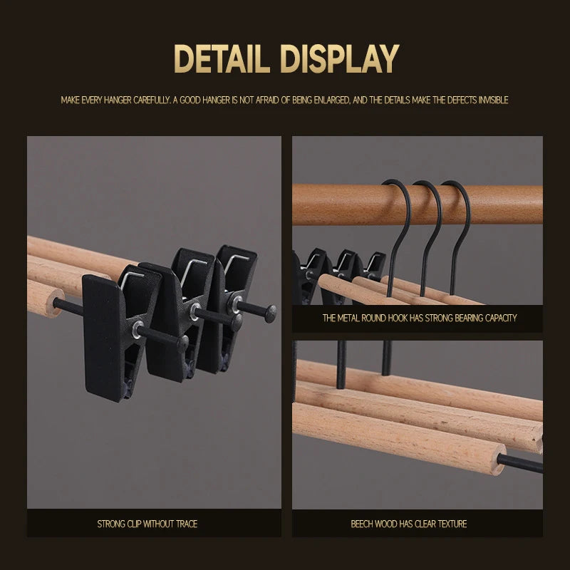 5pcs Trouser Hangers Durable Iron Wood Drying Rack