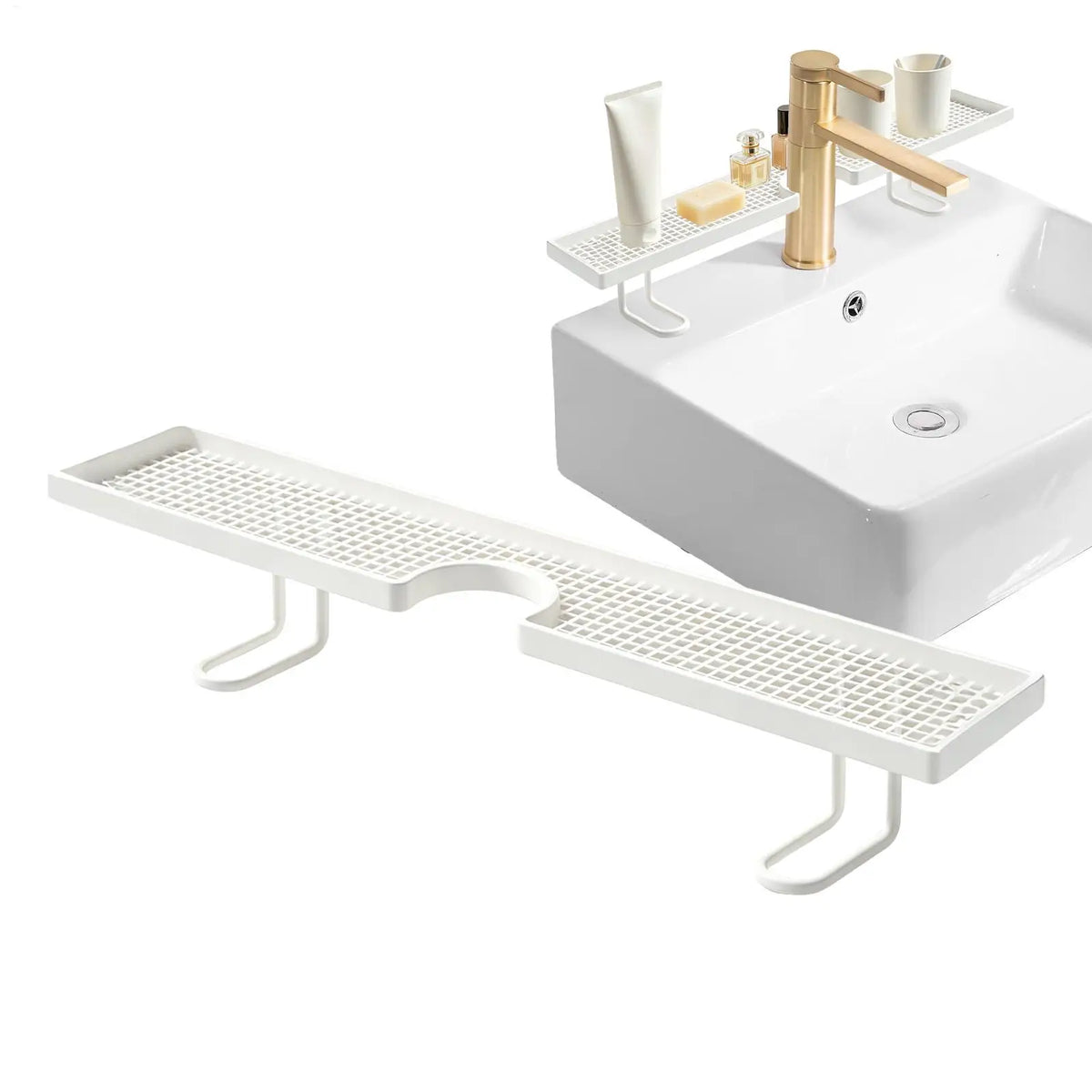 Sink Organizer Bathroom No Drilling Floating Easy Drainage