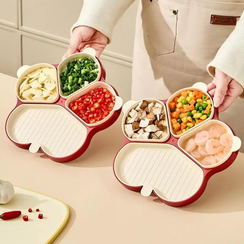 Multi Compartment Food Prep Tray Detachable Dividers Utensil