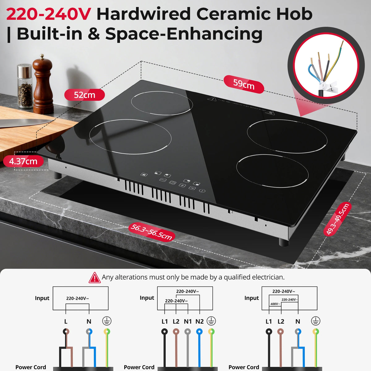 6000w Built-In Ceramic Hob Zone Induction Cooktop Touch