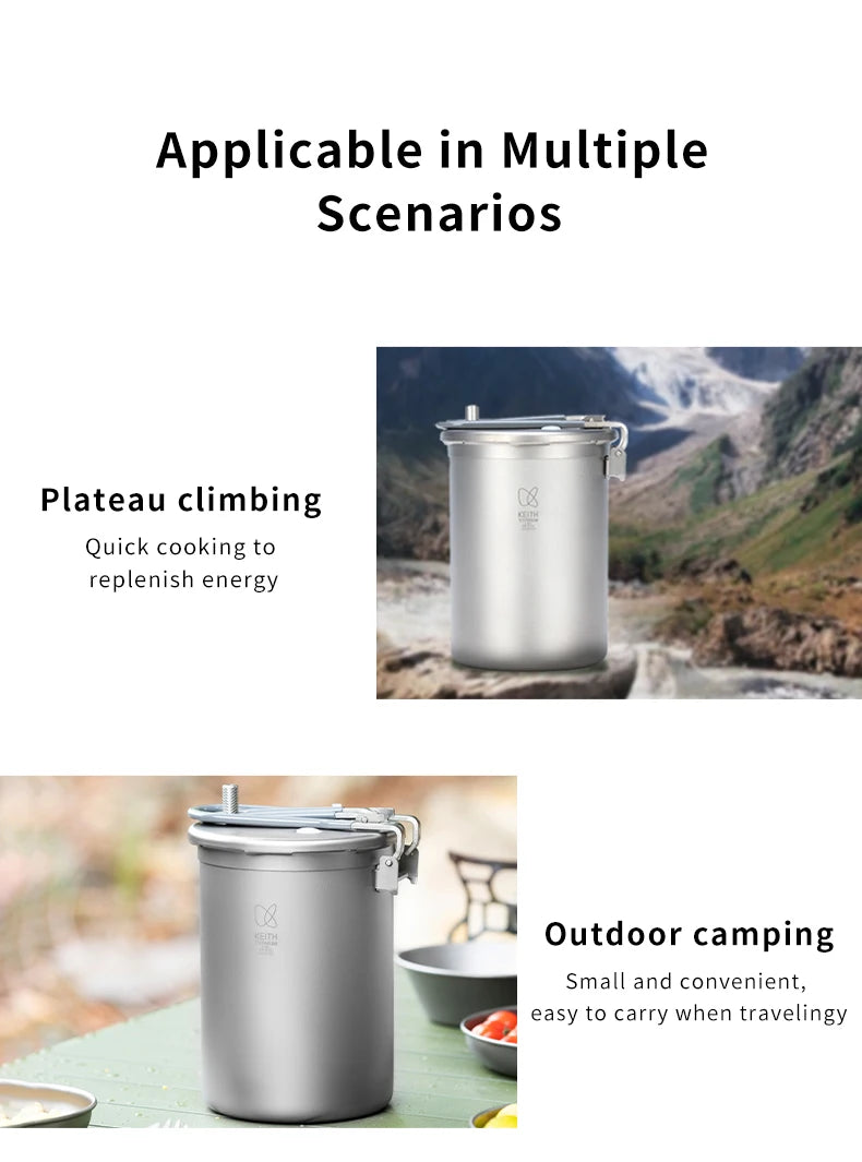 Keith Pure Titanium Outdoor Pressure Cooker Pot -