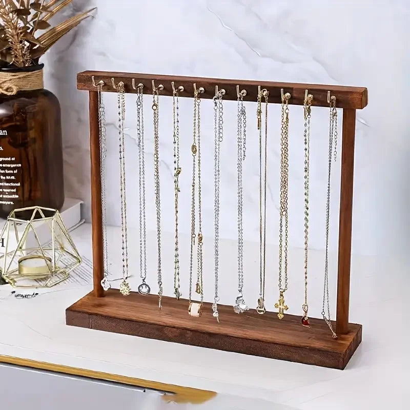 12/18 Hook Jewelry Organizer Display Stand Wood Necklace