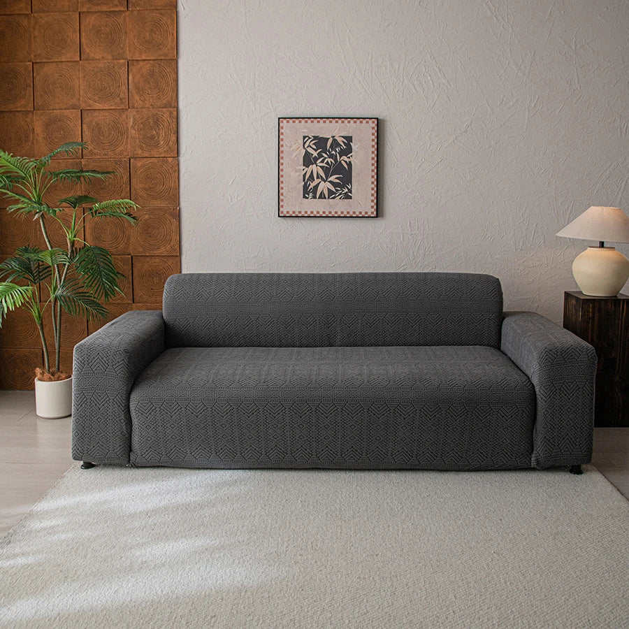 Polar Fleece Jacquard Sofa Cover Geometric Pattern High