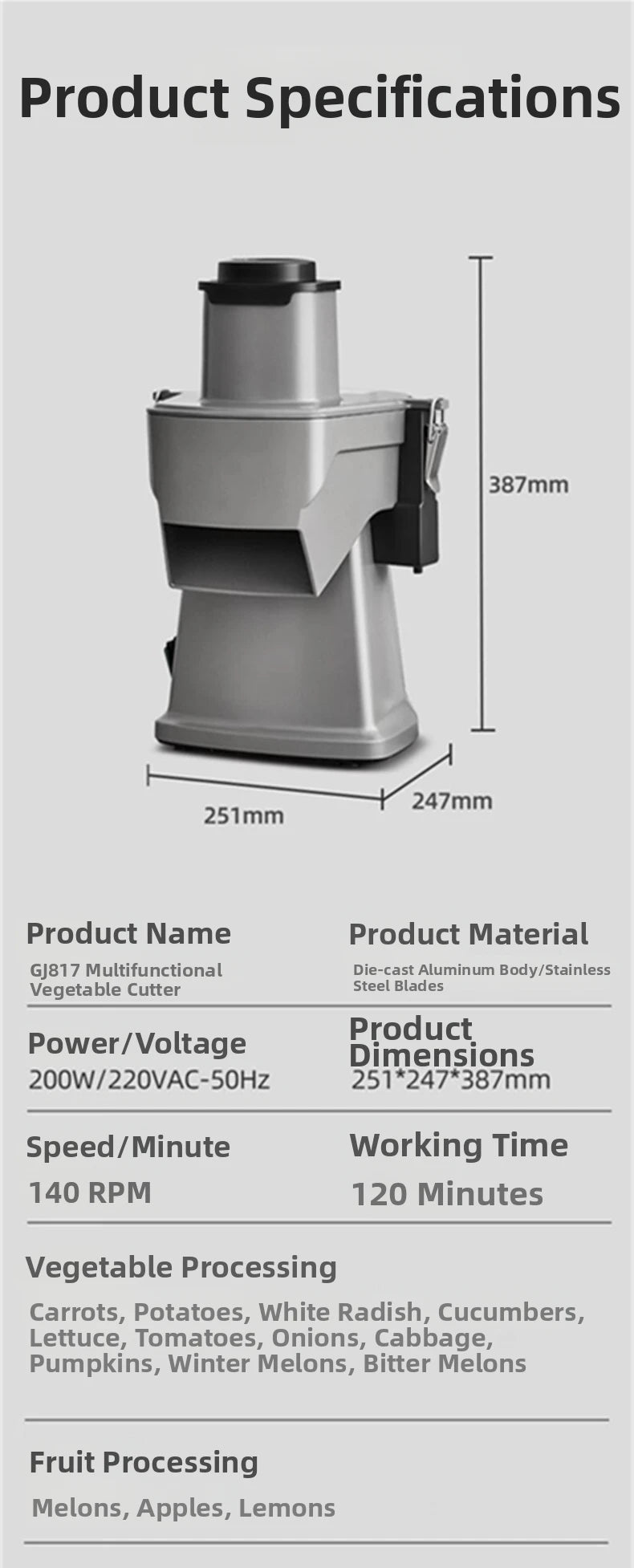 Commercial Multi-Function Electric Vegetable Cutter Automatic