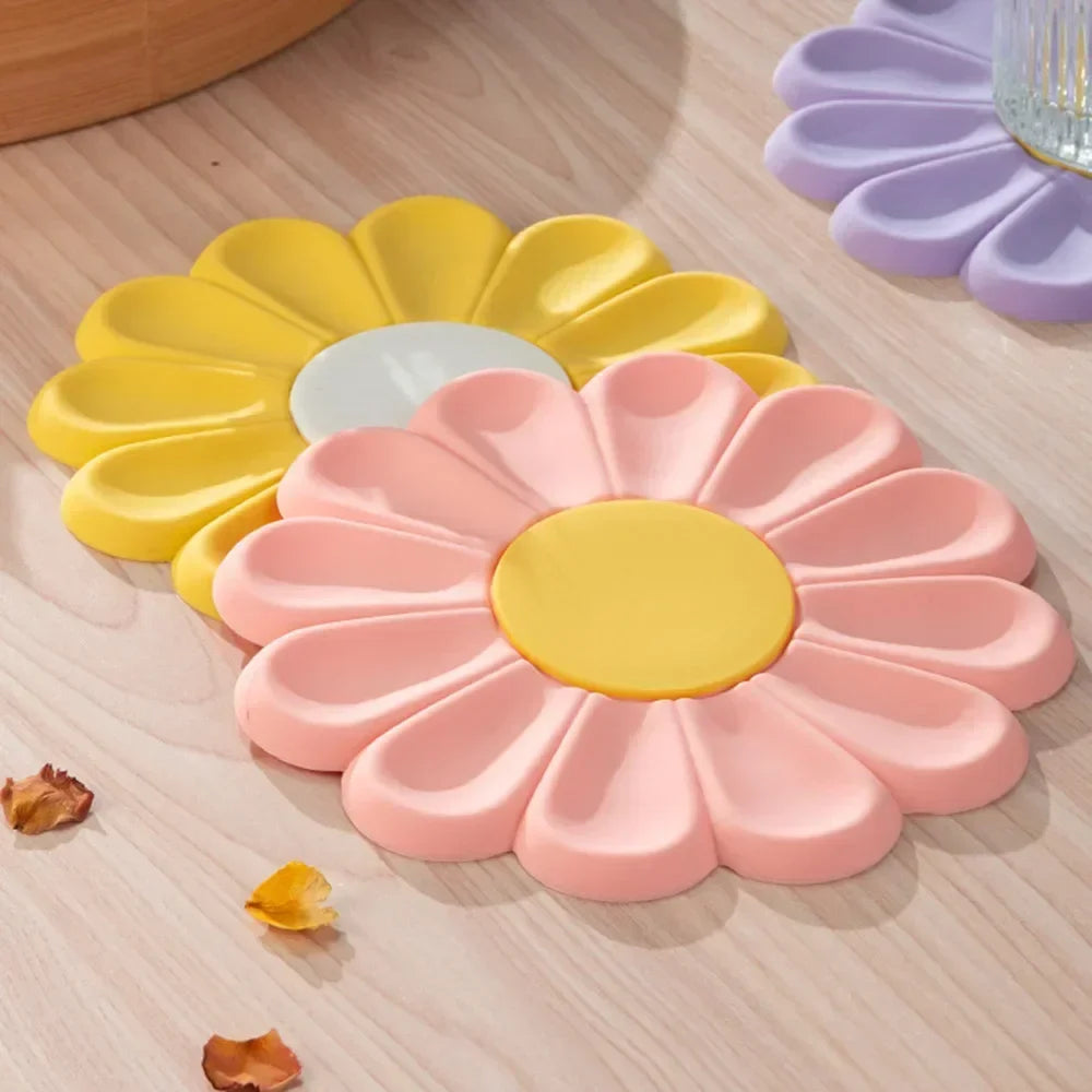 Flower Heat Resistant Silicone Mat Drink Cup Coasters