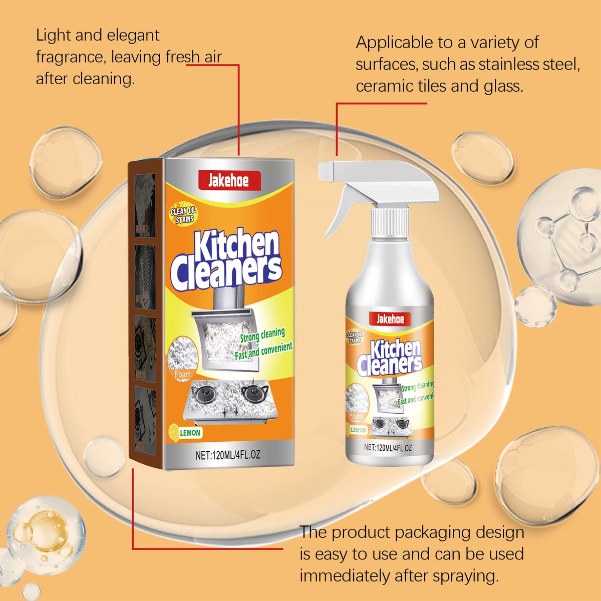 Foam Cleaner Powerful Dissolving Removing Stubborn Oil Stains