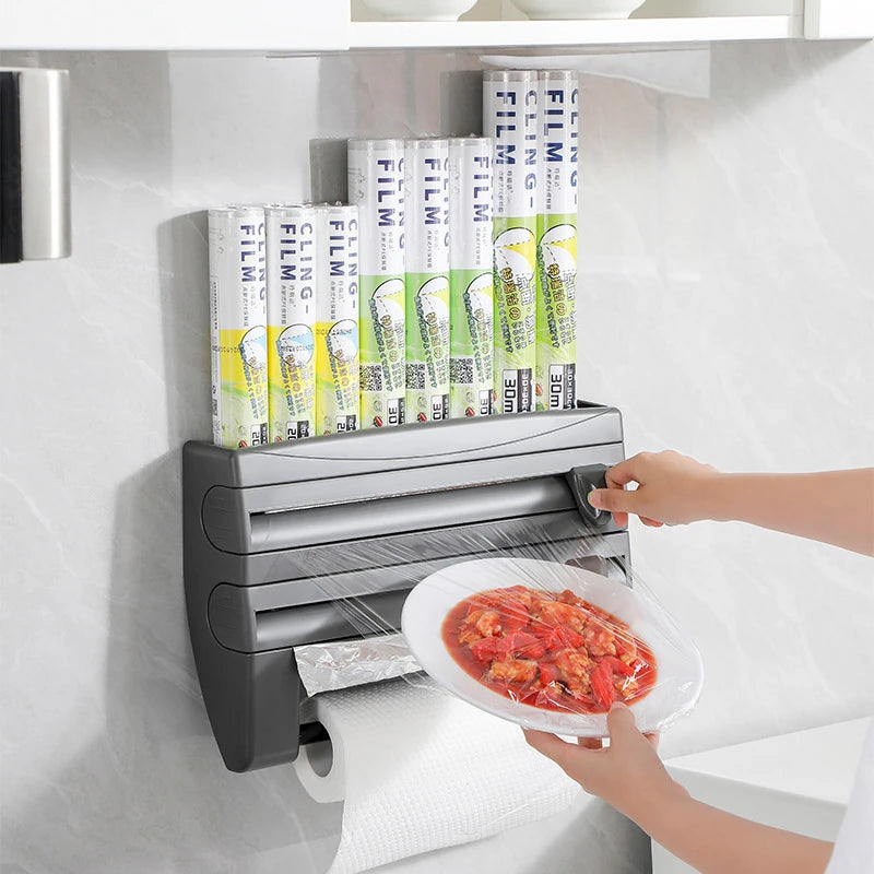 Cling Film Roll Cutting Holder Food Wrap Dispenser