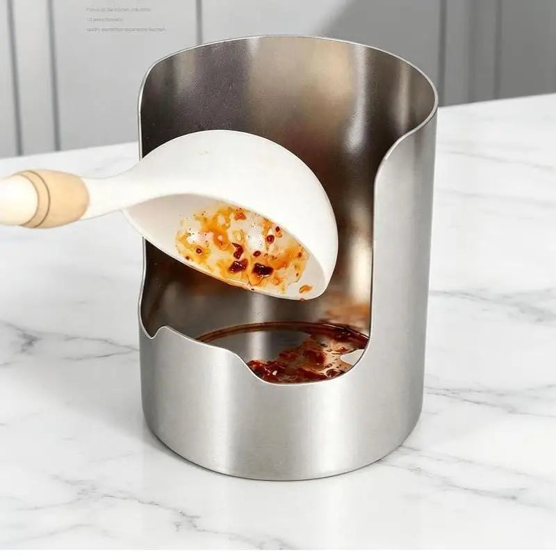 2in1 Stainless Steel Spoon Holder Rack Lid Utensil