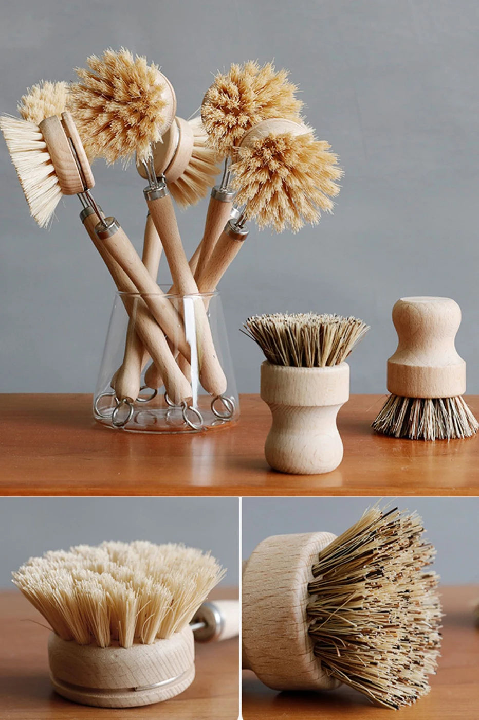 Bamboo Cleaning Brush Natural Dishes Pots Pans Sink